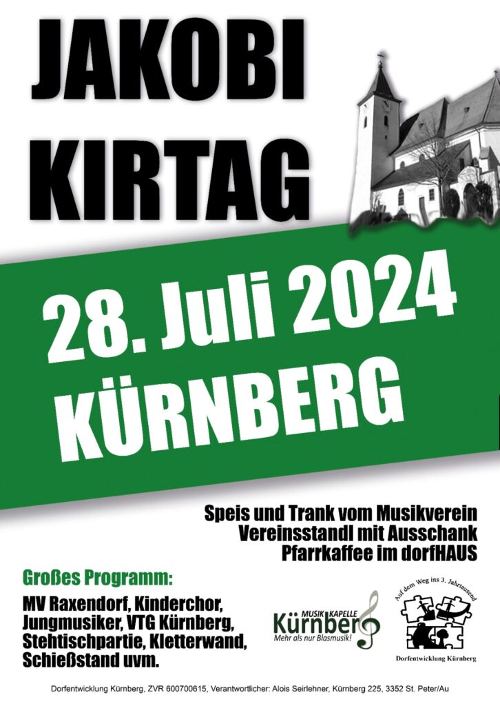 Plakat Jakobikirtag in Kürnberg am 28. Juli 2024