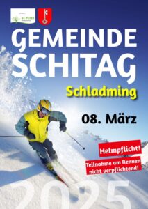 Gemeindeschitag
8. März 2025
Schladming
Helmpflicht
Teilnahme am Rennen nicht verpflichtend.